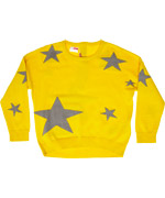 Name It mosterdgele fashion sweater met fancy grijze sterren