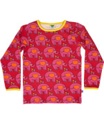 SmÃ¥folk fun red elephant printed t-shirt with yellow and orange