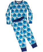 SmÃ¥folk super leuke pyjama met blauwe olifantjes en vogeltjes print