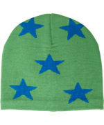 Molo amazing grass green hat with funky blue stars and inner fleece lining