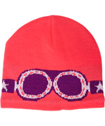 Molo super flashy pink hat with funky purple goggles and inner fleece lining