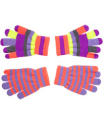 Molo crazy striped gloves with funky pink and purple (one size)