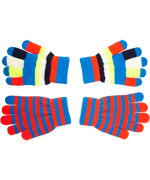 Molo gek gestreepte handschoenen met funky blauw en feloranje (1 maat)