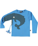 Ubang super coole blauwe t-shirt met hongerige walvis