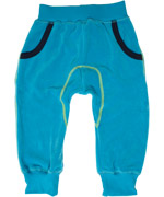 Super pantalon en velour turquoise Ã  dÃ©tails colorÃ©s par Mala