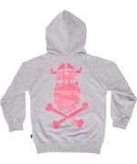 Superbe hoodie gris pour fille avec Viking rose fluo dans le dos par DanefÃ¦
