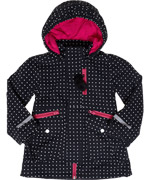DanefÃ¦ fashionable black jacket with white dots and pink details