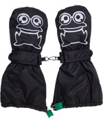 Fred's World super cool black ski mittens with reflective frog