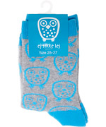 Ej Sikke Lej turquoise owl printed cotton socks