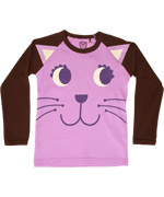 Ej Sikke Lej charming kitty purple t-shirt with brown sleeves