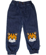 Ej Sikke Lej super fun denim pants with tiger patches