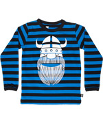 DanefÃ¦ super cool zwart-blauw gestreepte Viking t-shirt