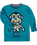Name It funny turquoise t-shirt with colorful monkey