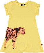 Molo Sunny Yellow Summer Dress with Tiger Print