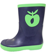 SmÃ¥folk gorgeous navy rubberboots with green apple