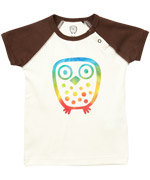 Ej Sikke Lej white t-shirt with colorful peace owl