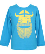 DanefÃ¦ zomers blauwe t-shirt met grote gele Erik de Viking