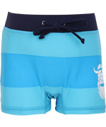 DanefÃ¦ fantastic blue striped swim shorts with little viking
