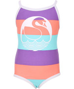 DanefÃ¦ gorgeous striped swimsuit with swan print