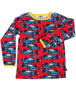 SmÃ¥folk cool red t-shirt with fast racing cars
