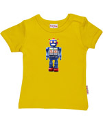 Baba Babywear mosterdgele t-shirt met leuke robot