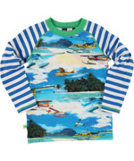 Molo Funky T-shirt met Zweefvliegtuigen en Gestreepte Mouwen