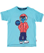 Name It Turquoise summer T-shirt with Funky Dino and Skeleton