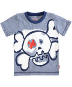 Name It Fun Skull Summer T-shirt With Navy Stripes
