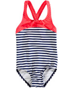 Name It Lovely Blue Striped Swimsuit with Pink Bow For Little Ladies