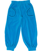 Smafolk super soft velour pants in turquoise with brown pipings
