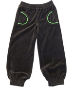 Smafolk gorgeous velour pants in brown with flashy green pipings