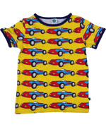 Smafolk fantastisch gele t-shirt met rode racewagens
