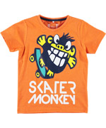 Name It grappig oranje t-shirt met gekke skater aap