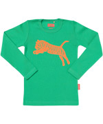 Tapete funky green t-shirt with lovely orange tiger flock print