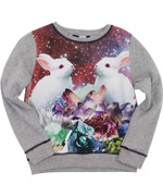 Molo fun grey sweater with adorable rabbits print