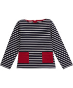 Petit Bateau lovely marine striped sweater with red pockets