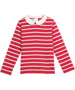 Petit Bateau mooi rood gestreepte t-shirt met wit kraagje