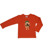 DrÃ´le de T-shirt orange avec chient Sherlock Holmes par Baba Babywear