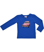 Joli T-shirt bleu roi avec voiture rose par Baba Babywear