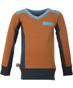 4FunkyFlavours cool rusty brown V-neck sweater with blue