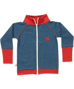 Albababy tough blue zipper cardigan with red