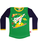 Retro-Rock-and-Robots cool green t-shirt with amazing Rocket