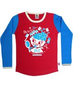 Retro-Rock-and-Robots fun red t-shirt with hair saloon