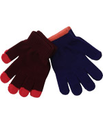 Molo leuk duo-pak handschoenen in wijnrood en blauw met gekleurde details (1 maat)