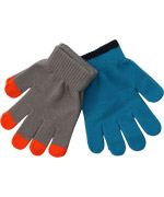 Molo fun 2-pack gloves in turquoise and grey with colored details (one size)