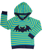 Fred's World adorable organic striped hoodie with big bat