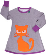 Fred's World adorable grey organic dress with big applique cat