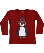 Name It super cute bordeaux t-shirt with winter penguin