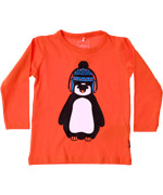 Adorable T-shirt orange avec pinguin frileux par Name It