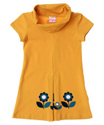 Baba Babywear prachtig geel jurkje met kraag en retro bloemetjes